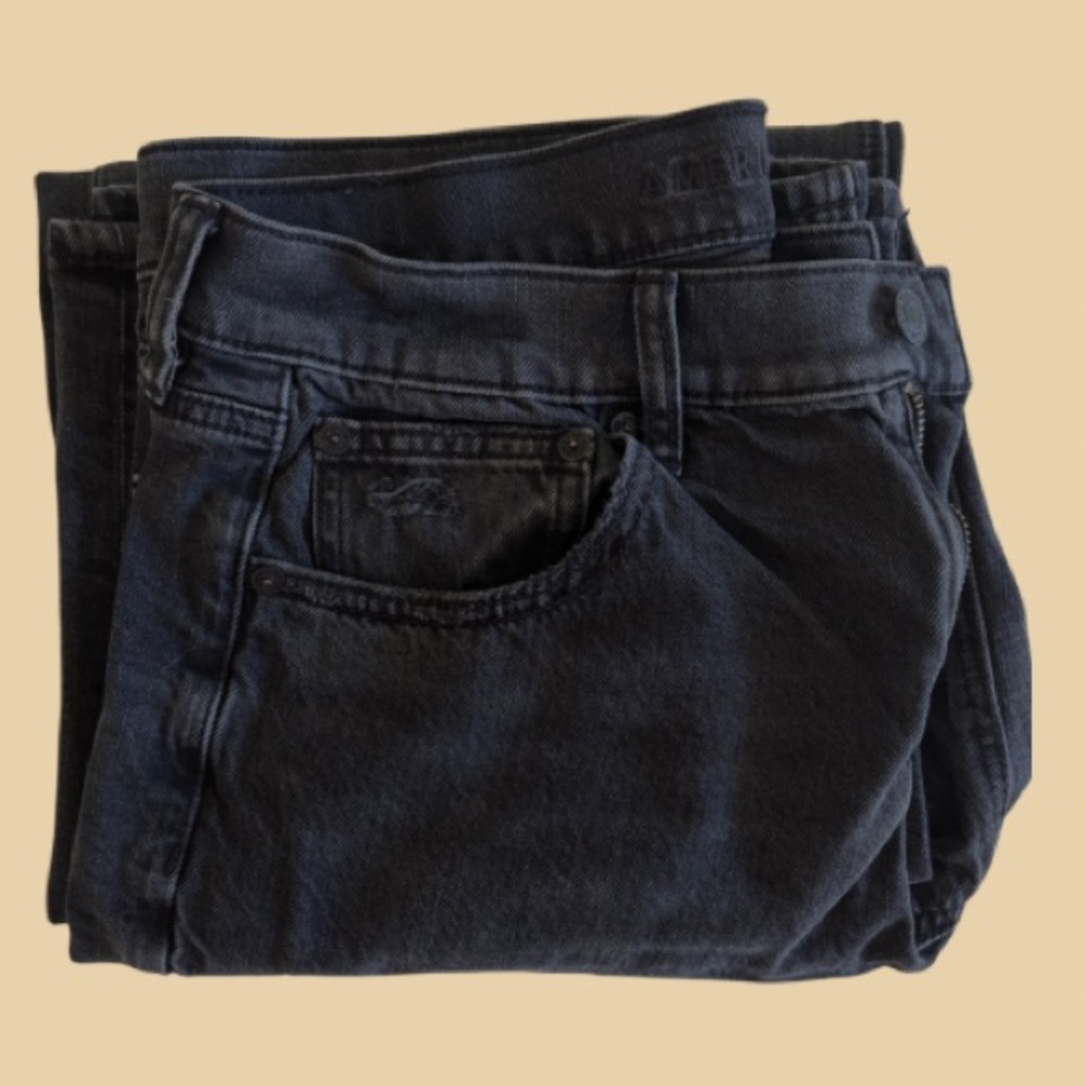 American Eagle Outfitters Black High Waisted Straight Leg Stovepipe Jeans